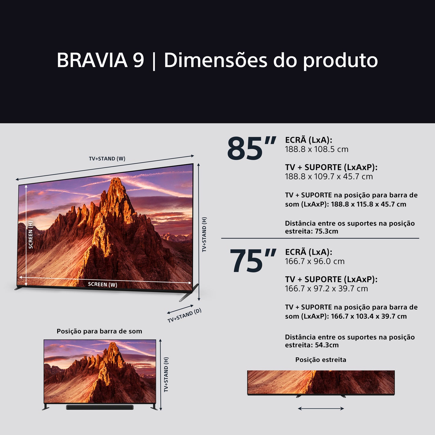 TV Sony 75" BRAVIA 9 Mini LED 75XR90